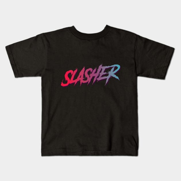 Slasher Typographic Design Kids T-Shirt by petersarkozi82@gmail.com